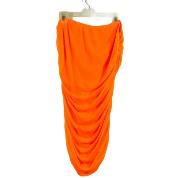 Femme Luxe Orange Strapless One Piece Bathing Suit Sheer Overlay NWT Size 12 - Picture 2 of 7